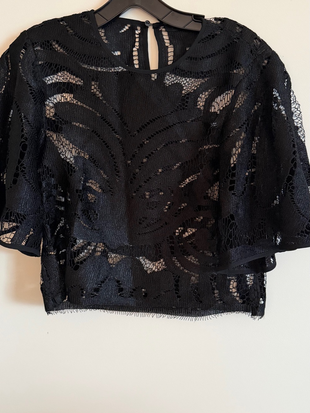 Zara Black Lace Crochet Blouse